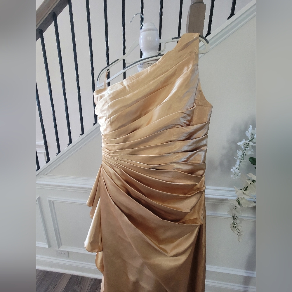JJs House Champagne (Gold) Satin Wedding/Special Occasions Formal Gown SZ-16 - Picture 2 of 16